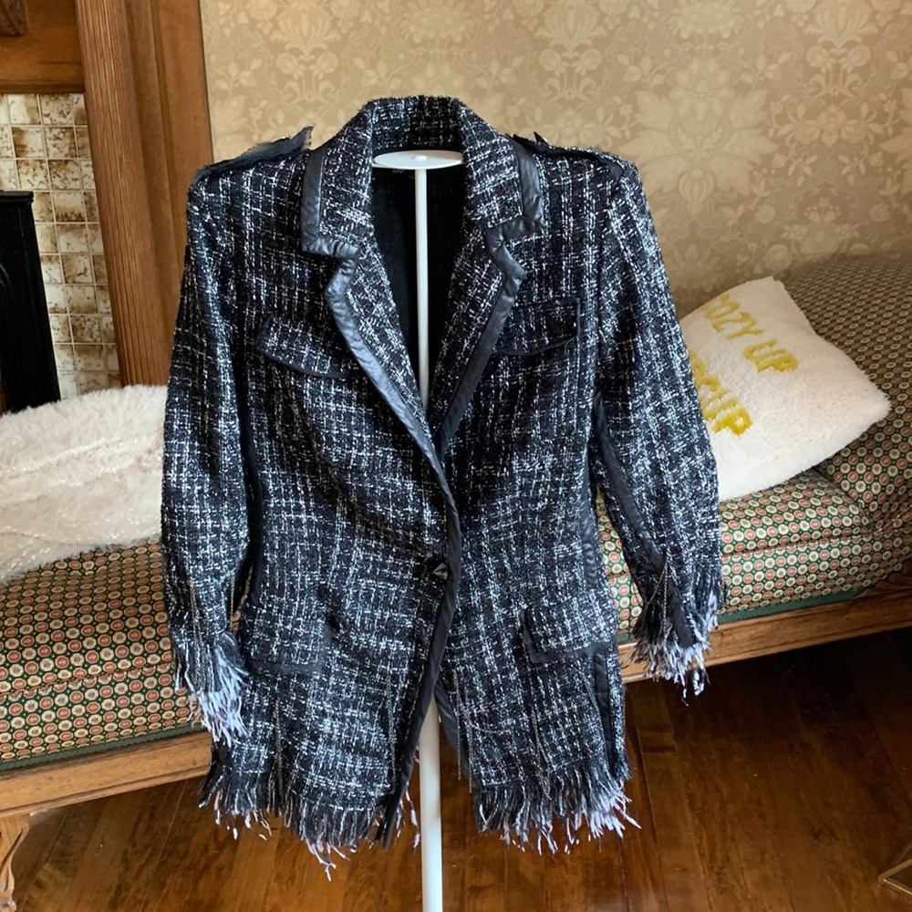 Royal Underground ostrich feather and chains tweed blazer. Retail 500